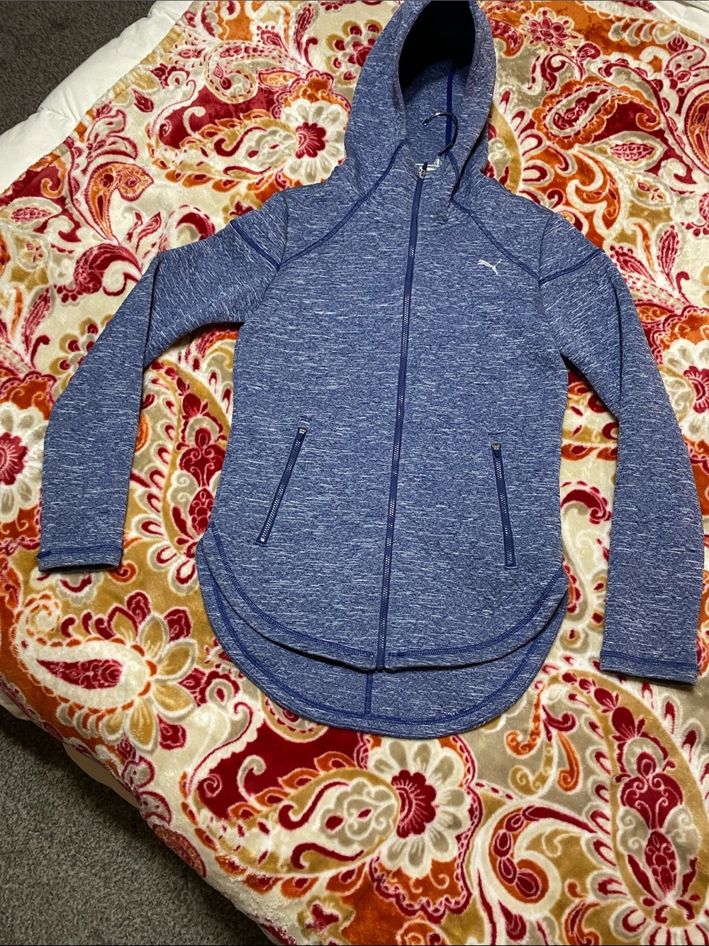 Puma Heathered Blue Hooded Zip-Up Jacket